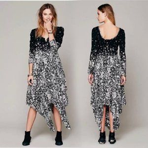 NWOT Free People XS Black White Floral Long Sleeve